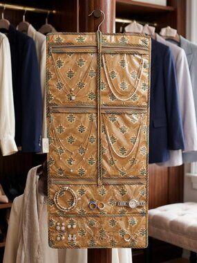 Hanging Jewelry Organizer in Nude Floral Fabric